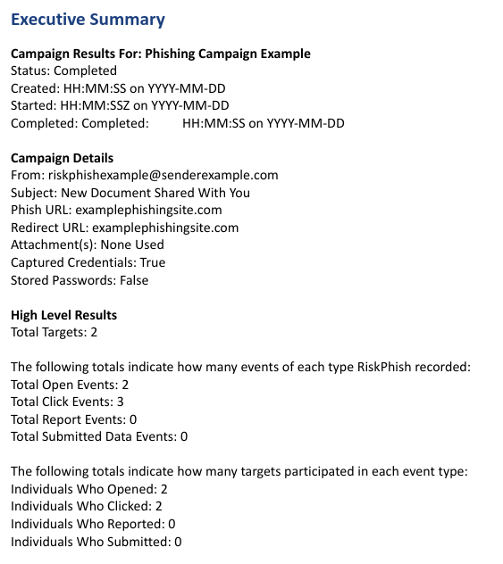 Campaign Details Report Screenshot